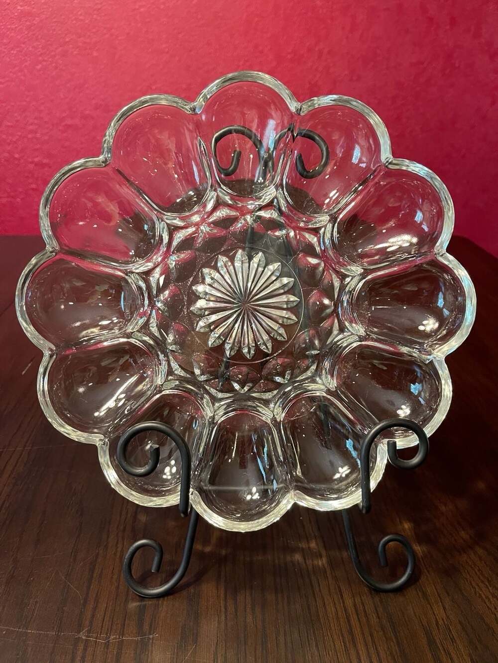 Anchor Hocking Fairfield Clear Glass 12-Space Deviled Egg Plate